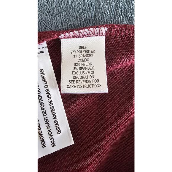 Studio Works Women's Lace Detail Wine Glace Cardigan & Necklace Set - Size 1X - Picture 9 of 10